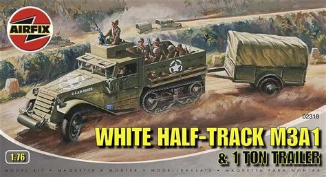 Airfix 1:76 WWII US American White Half-Track M3A1 Truck & Trailer Plastic Kit