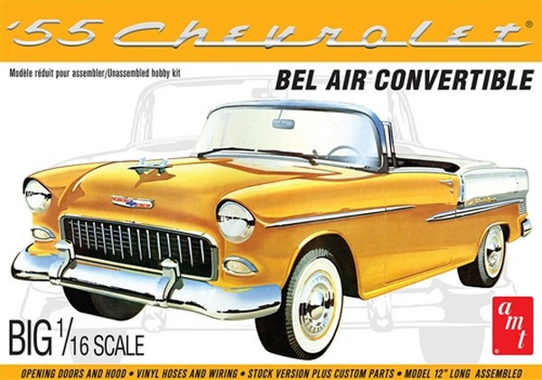 AMT 1955 Chevy Bel Air Convertible - BIG 1/16 SCALE! Plastic Kit Car Model American