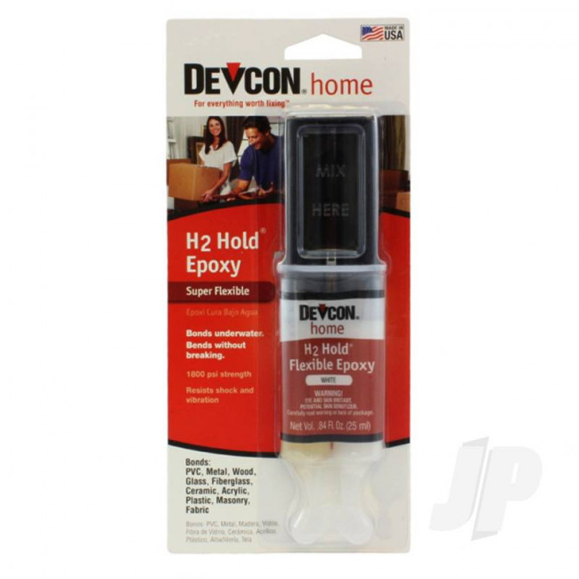 Devcon H2 Hold Flexible Underwater Epoxy Glue (25ml) for Plastic Metal Wood Glass