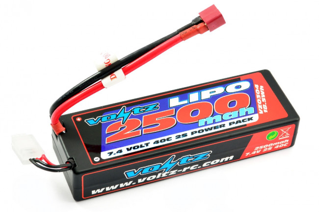 Voltz 2500mAh 2S 7.4v 40C Hard Case LiPo RC Car Battery w/Deans Connector Plug