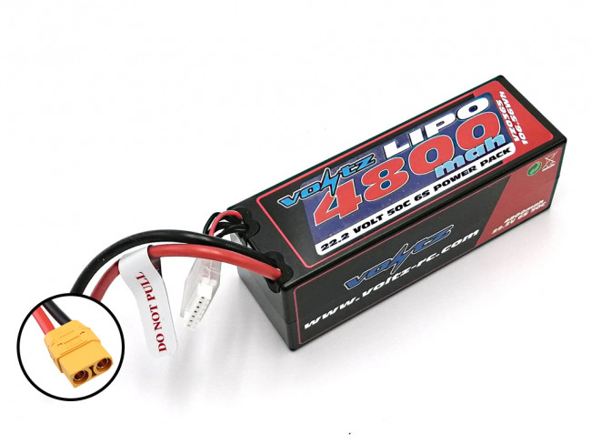 Voltz 4800mAh 6S 22.2V 50C Hard Case LiPo RC Car Battery w/XT90 Connector Plug