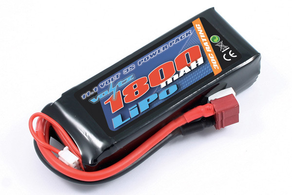 Voltz 1800mAh 3S 11.1v 30C LiPo RC Battery w/Deans Connector Plug