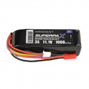 Radient 1000mAh 3S 11.1v 30C RC LiPo Battery w/JST Connector Plug