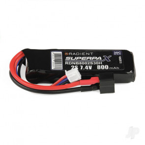 Radient 800mAh 2S 7.4v 30C RC LiPo Battery w/ Deans (HCT) Connector Plug