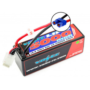Voltz 5000mAh 4S 14.8V 50C Hard Case LiPo RC Car Battery w/EC5 Connector Plug