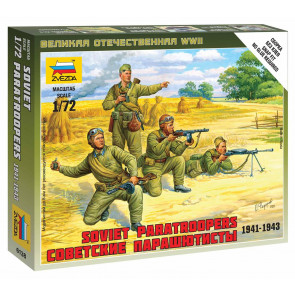 ZVEZDA 1:72 WWII Soviet Paratroopers Team Soldiers Plastic Model Kit Figures